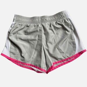 Danskin Now Gray & Pink Running Shorts Girls Size L (10/12) Mesh Athletic